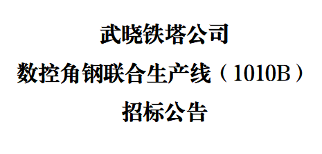 武曉鐵塔公司數(shù)控角鋼聯(lián)合生產線（1010B）招標